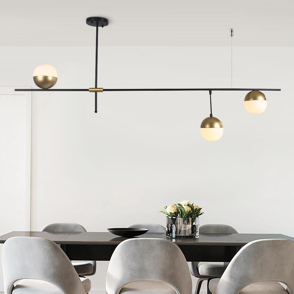 PendantLightia-Mid-century Modern Glass Globe Linear Chandelier-Chandeliers-Default Title-