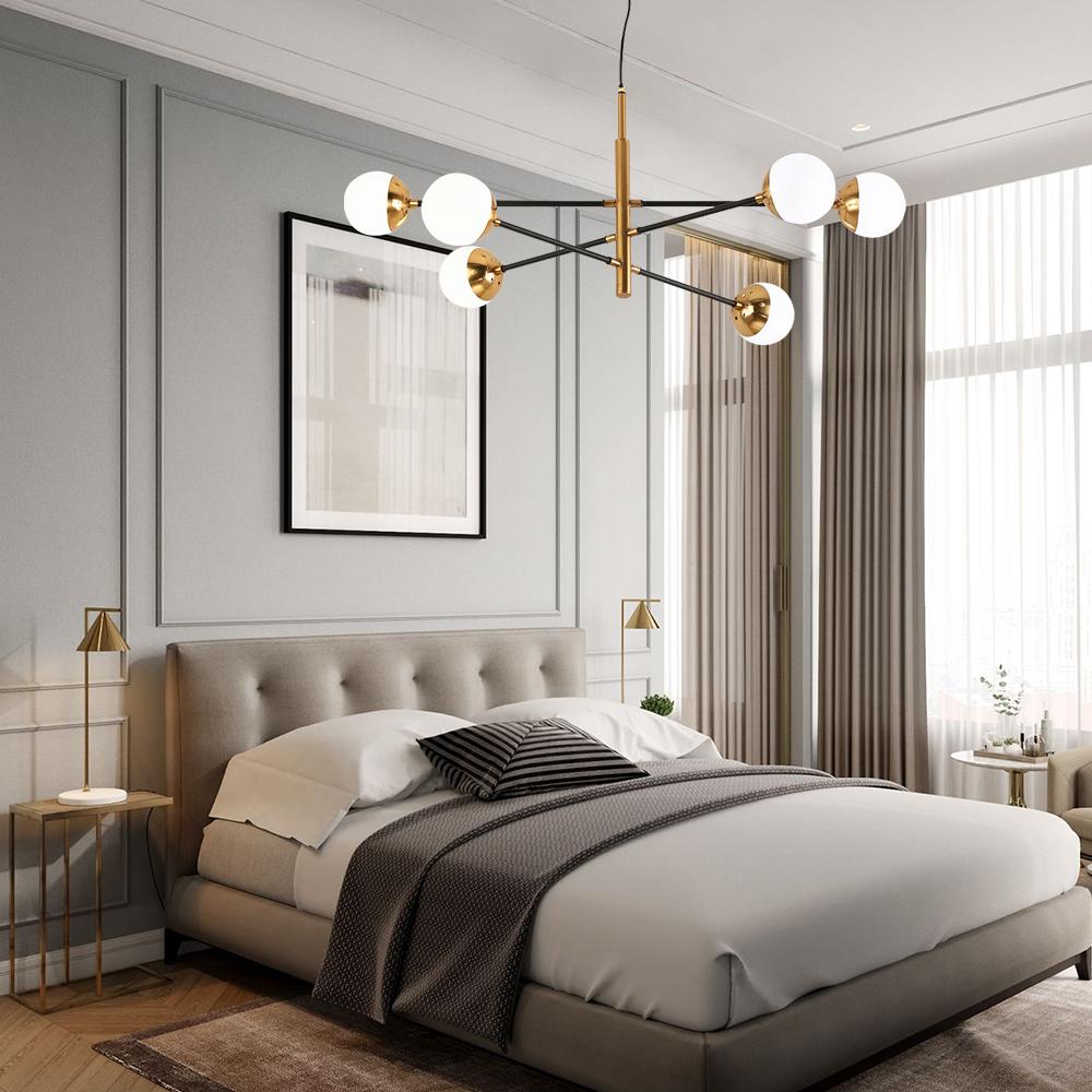PendantLightia-Mid-century Modern Glass Globe Sputnik Chandelier-Chandeliers-6Lt-