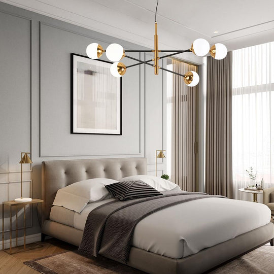 PendantLightia-Mid-century Modern Glass Globe Sputnik Chandelier-Chandeliers-6Lt-