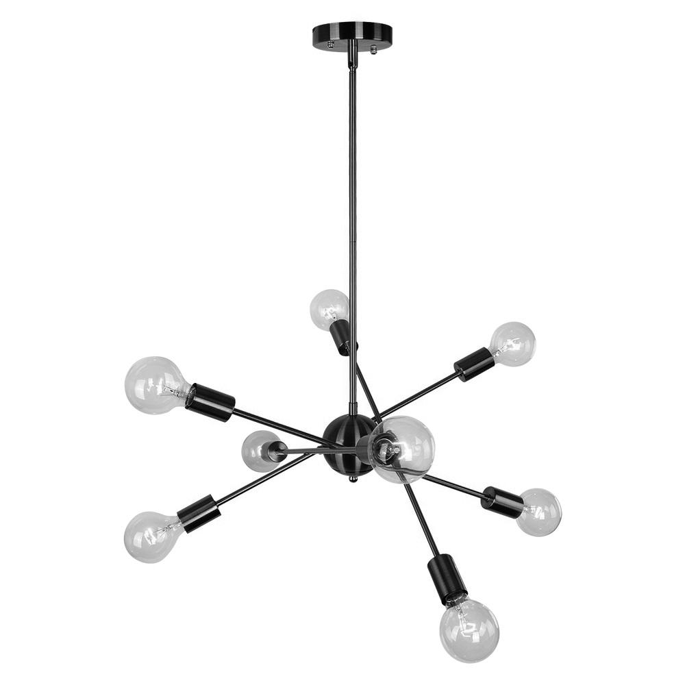 PendantLightia-Mid-Century Modern Metal Sputnik Chandelier-Chandeliers-Black-8Lt