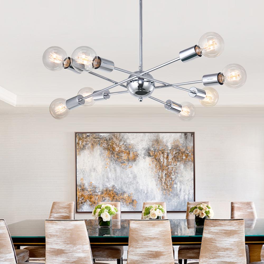 PendantLightia-Mid-Century Modern Metal Sputnik Chandelier-Chandeliers-Brass-6Lt