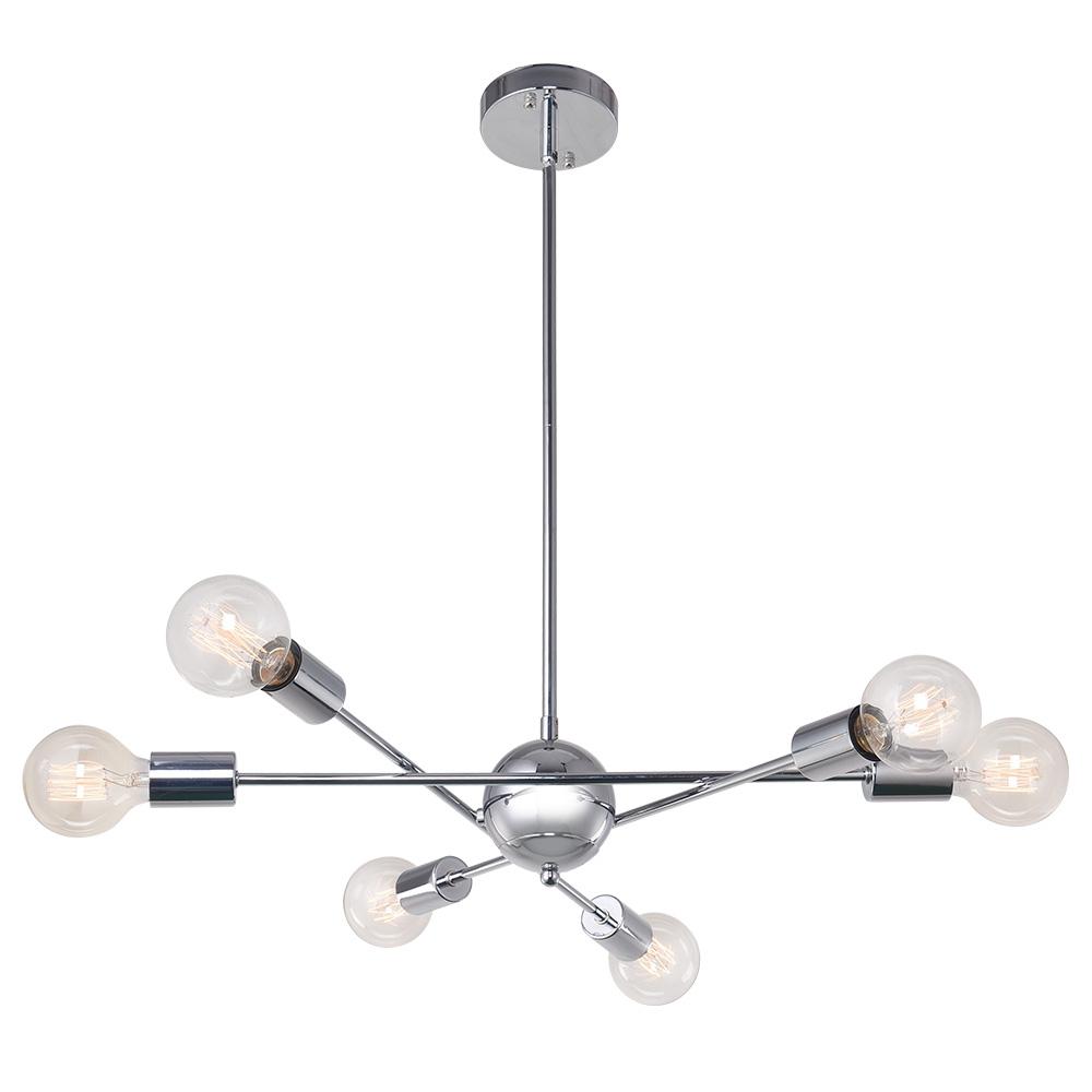 PendantLightia-Mid-Century Modern Metal Sputnik Chandelier-Chandeliers-Chrome-6Lt