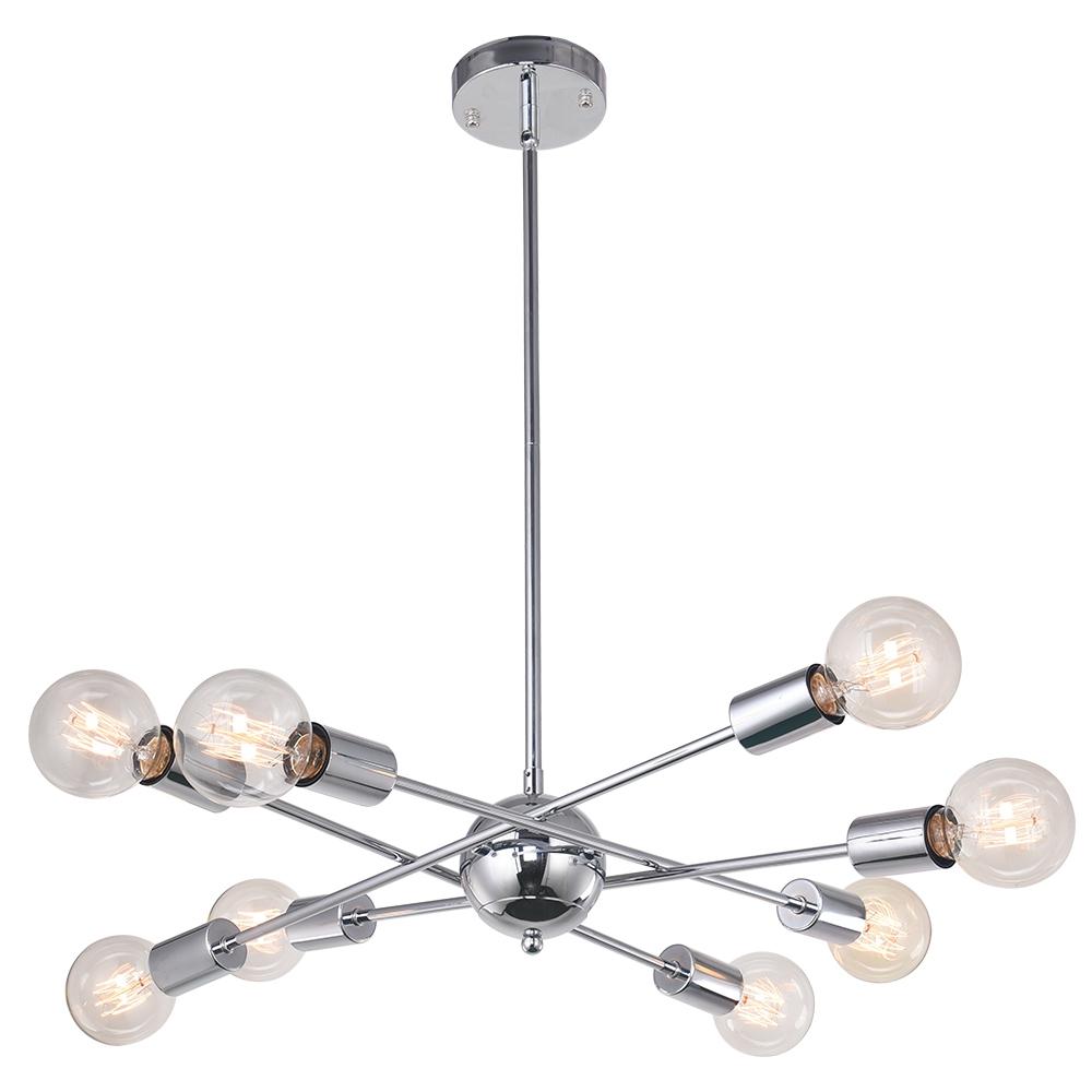 PendantLightia-Mid-Century Modern Metal Sputnik Chandelier-Chandeliers-Chrome-8Lt