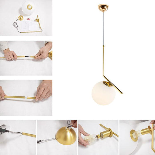 PendantLightia-Minimalist Opal Shade Single Globe Pendant Light-Pendants-Polished Nickel-11''