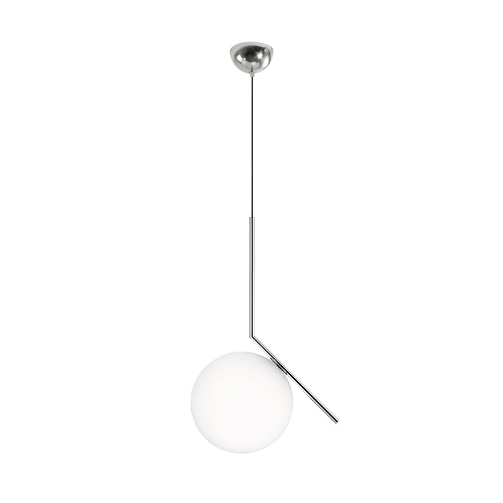 PendantLightia-Minimalist Opal Shade Single Globe Pendant Light-Pendants-Polished Nickel-11''