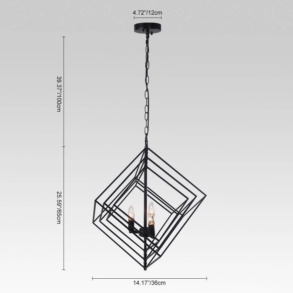 PendantLightia-Modern 3-Light Black Candle Geometric Chandelier-Chandeliers-Default Title-