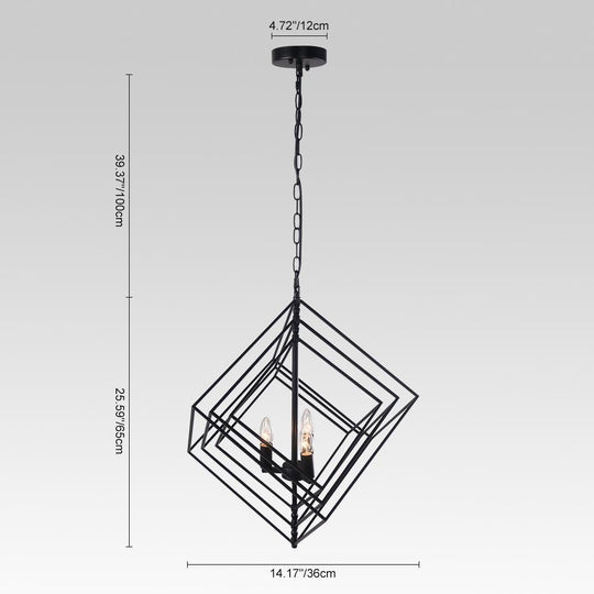 PendantLightia-Modern 3-Light Black Candle Geometric Chandelier-Chandeliers-Default Title-