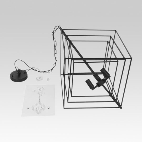 PendantLightia-Modern 3-Light Black Candle Geometric Chandelier-Chandeliers-Default Title-