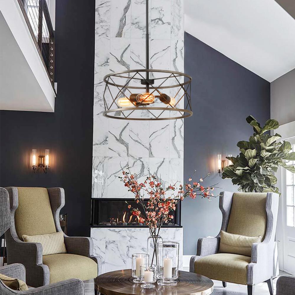 PendantLightia-Modern 3-light Metal Drum Pendant Lighting-Pendants-Default Title-