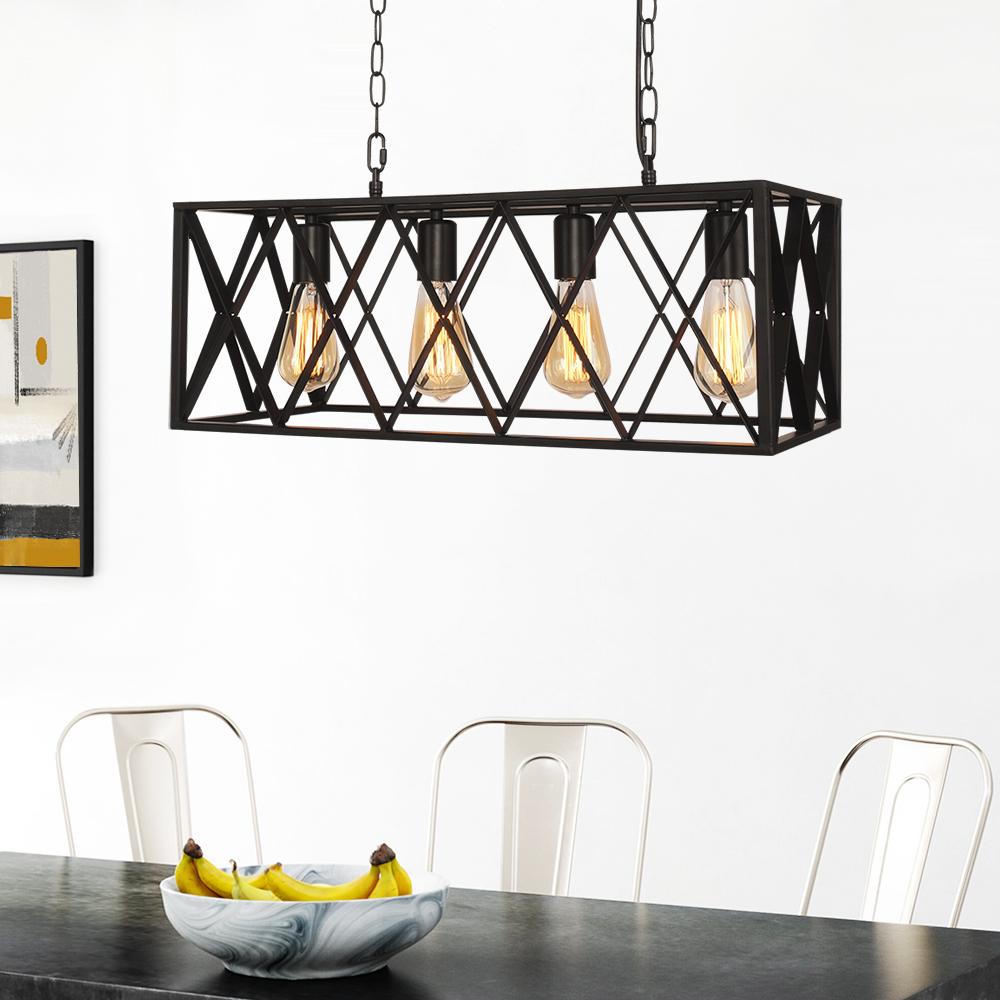 PendantLightia-Modern 4-Light Rectangular Chandelier-Chandeliers-Default Title-