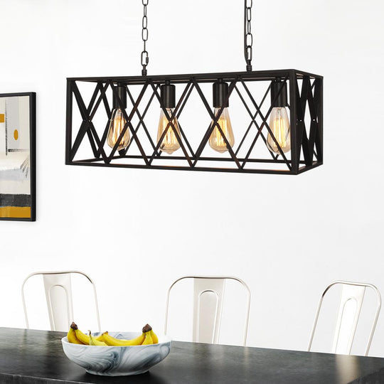 PendantLightia-Modern 4-Light Rectangular Chandelier-Chandeliers-Default Title-