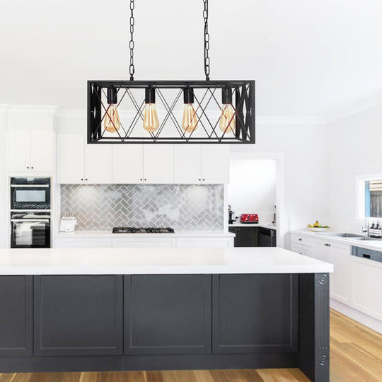 PendantLightia-Modern 4-Light Rectangular Chandelier-Chandeliers-Default Title-