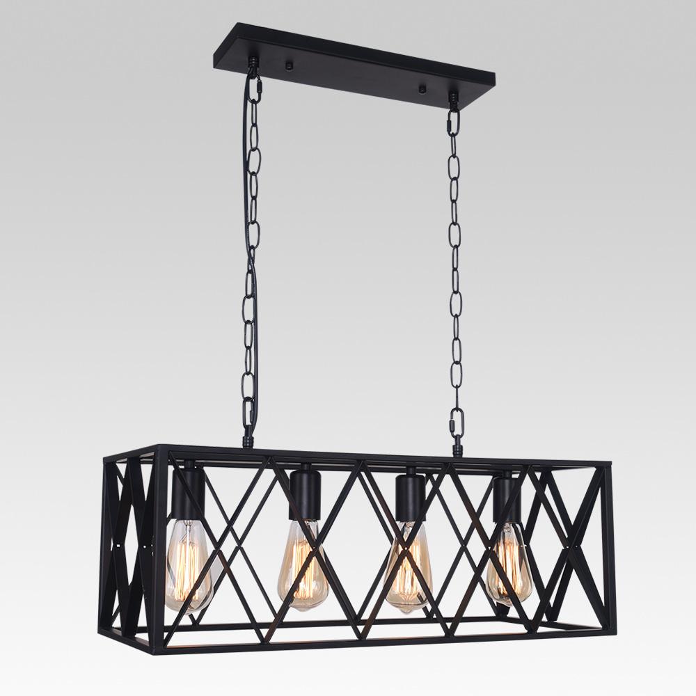 PendantLightia-Modern 4-Light Rectangular Chandelier-Chandeliers-Default Title-