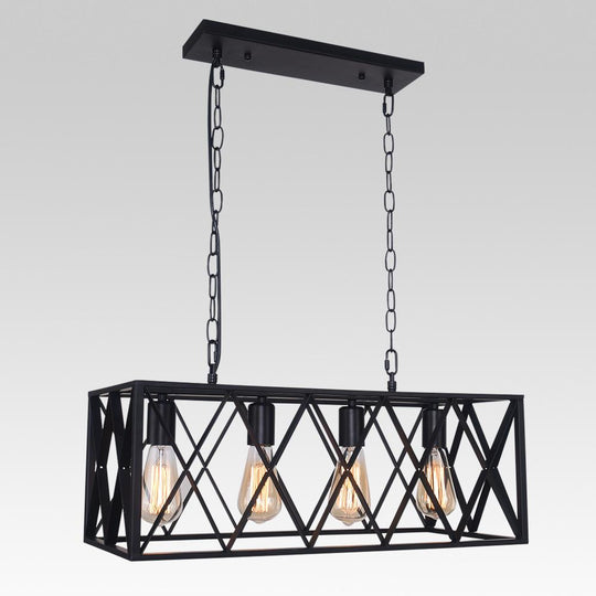 PendantLightia-Modern 4-Light Rectangular Chandelier-Chandeliers-Default Title-