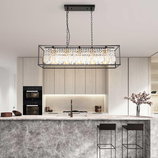 PendantLightia-Modern Crystal 5-light Rectangular Chandelier-Chandeliers-Default Title-