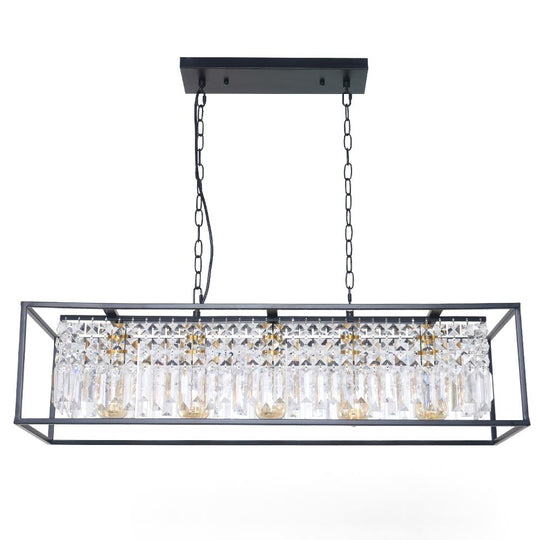 PendantLightia-Modern Crystal 5-light Rectangular Chandelier-Chandeliers-Default Title-
