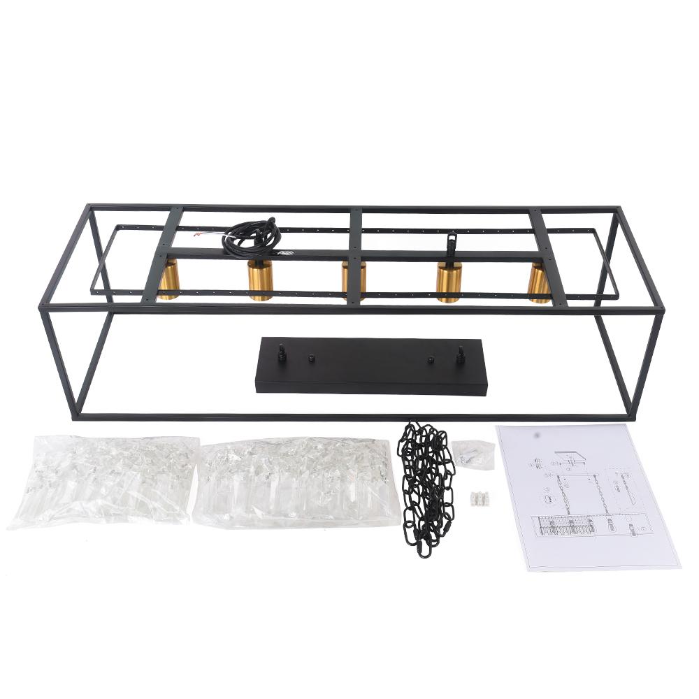 PendantLightia-Modern Crystal 5-light Rectangular Chandelier-Chandeliers-Default Title-