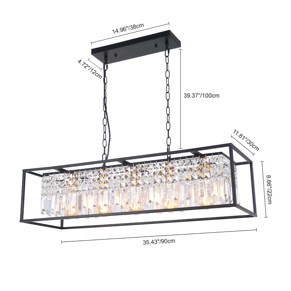 PendantLightia-Modern Crystal 5-light Rectangular Chandelier-Chandeliers-Default Title-
