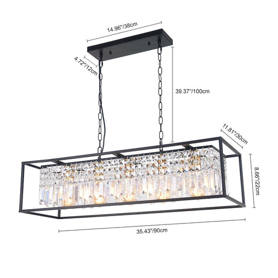PendantLightia-Modern Crystal 5-light Rectangular Chandelier-Chandeliers-Default Title-