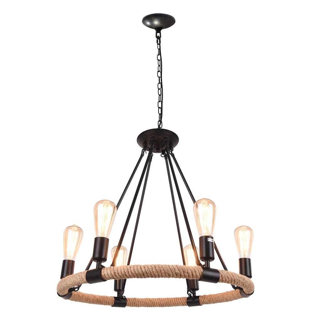 PendantLightia-Modern Farmhouse Wagon Wheel Light Fixture-Chandeliers-6Lt-