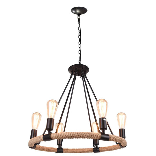 PendantLightia-Modern Farmhouse Wagon Wheel Light Fixture-Chandeliers-6Lt-