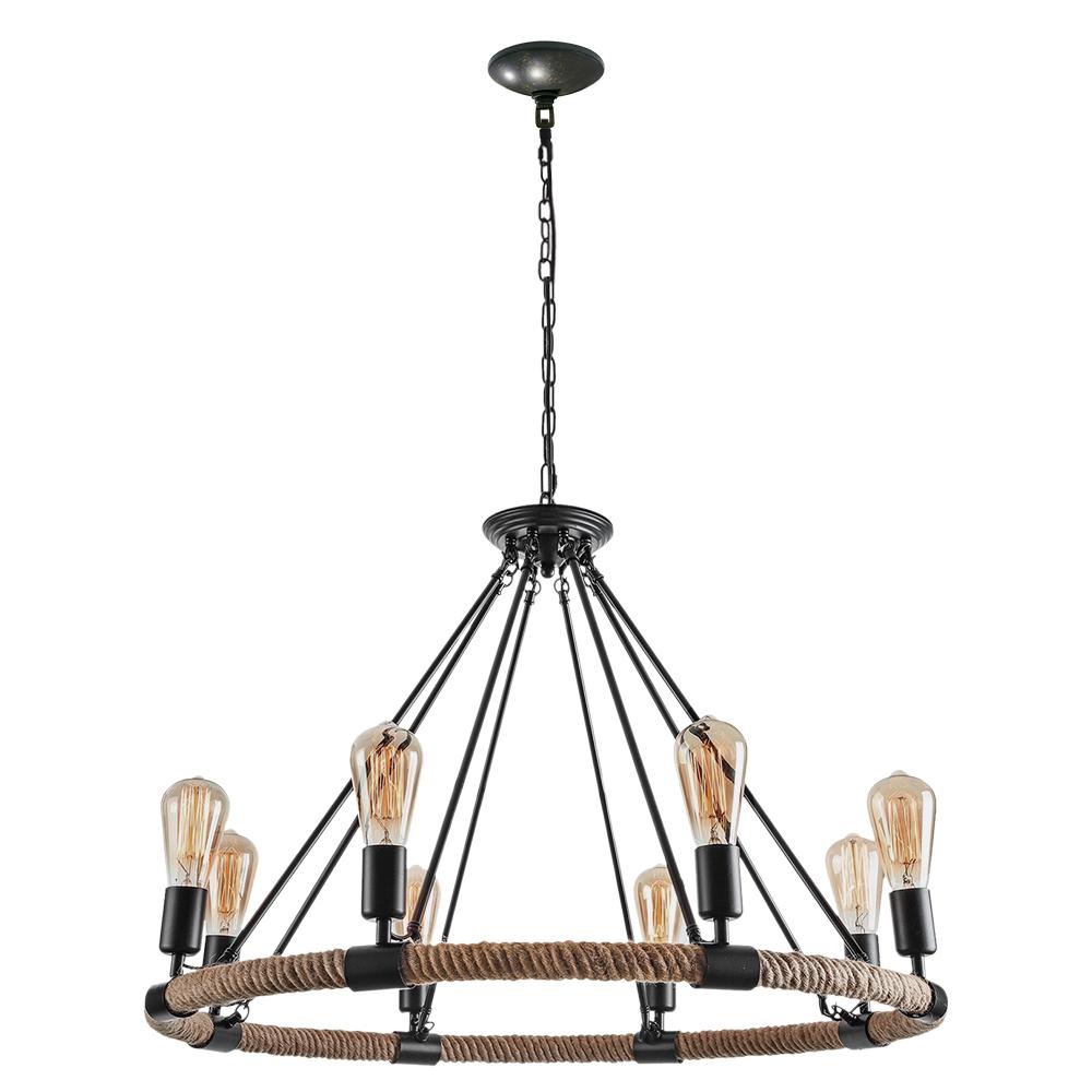 PendantLightia-Modern Farmhouse Wagon Wheel Light Fixture-Chandeliers-8Lt-