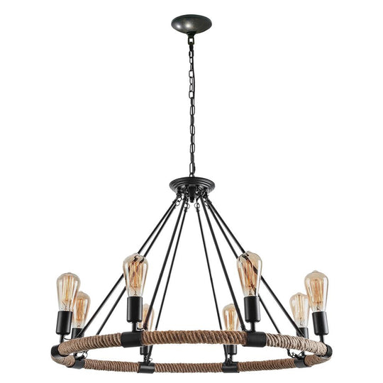 PendantLightia-Modern Farmhouse Wagon Wheel Light Fixture-Chandeliers-8Lt-