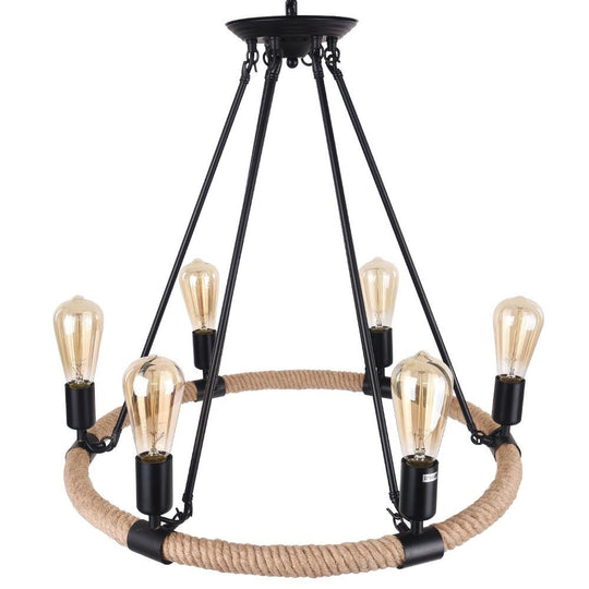 PendantLightia-Modern Farmhouse Wagon Wheel Light Fixture-Chandeliers-8Lt-