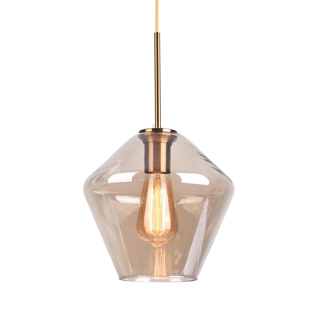 PendantLightia-Modern Geometric Clear Glass Shades Hanging Pendant Lights-Pendants-M-Amber Glass