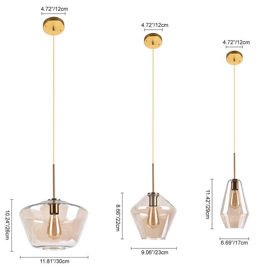 PendantLightia-Modern Geometric Clear Glass Shades Hanging Pendant Lights-Pendants-S-Clear Glass