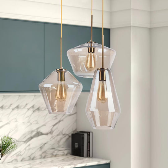 PendantLightia-Modern Geometric Clear Glass Shades Hanging Pendant Lights-Pendants-S-Clear Glass