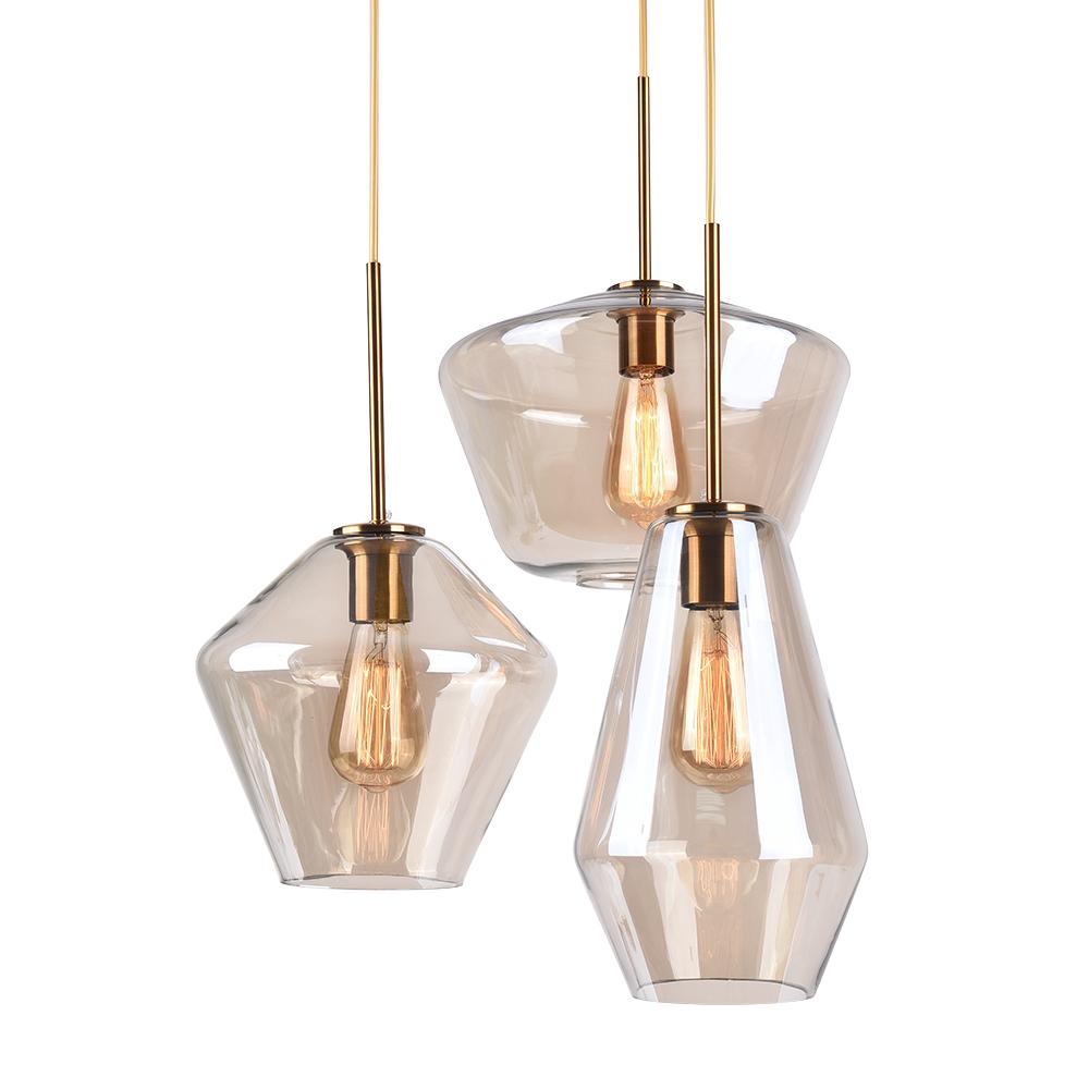 PendantLightia-Modern Geometric Clear Glass Shades Hanging Pendant Lights-Pendants-S-Clear Glass