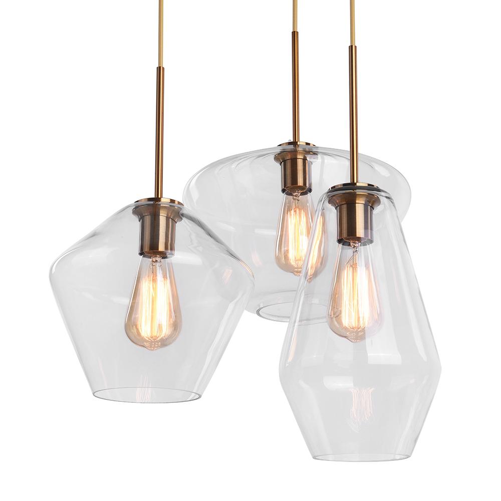 PendantLightia-Modern Geometric Clear Glass Shades Hanging Pendant Lights-Pendants-S-Clear Glass