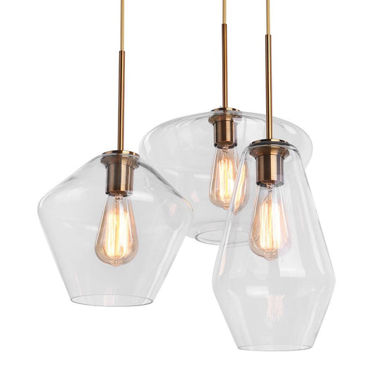 PendantLightia-Modern Geometric Clear Glass Shades Hanging Pendant Lights-Pendants-S-Clear Glass