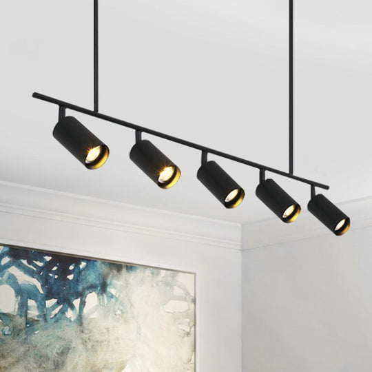 PendantLightia-Modern Kitchen Island Linear Track Light Fixtures-Pendants-Black-