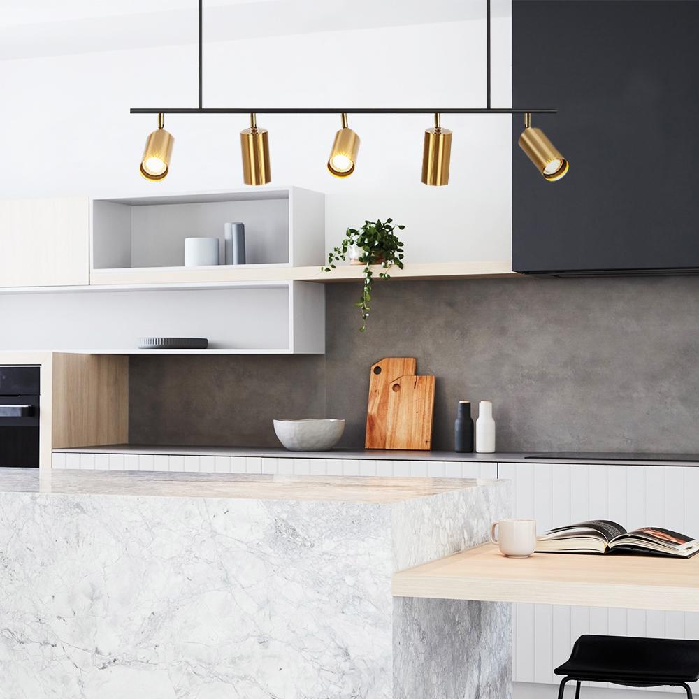 PendantLightia-Modern Kitchen Island Linear Track Light Fixtures-Pendants-Black-