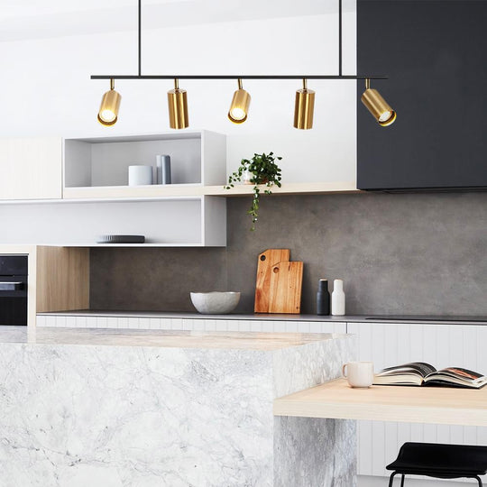 PendantLightia-Modern Kitchen Island Linear Track Light Fixtures-Pendants-Black-