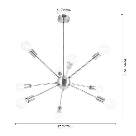 PendantLightia-Modern Mid-century 9-light Sputnik Chandelier-Chandeliers-Brass-