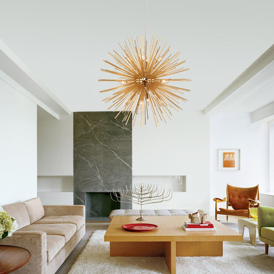 PendantLightia-Modern Mid-century Sunburst Sputnik Light Fixture-Chandeliers-8Lt-