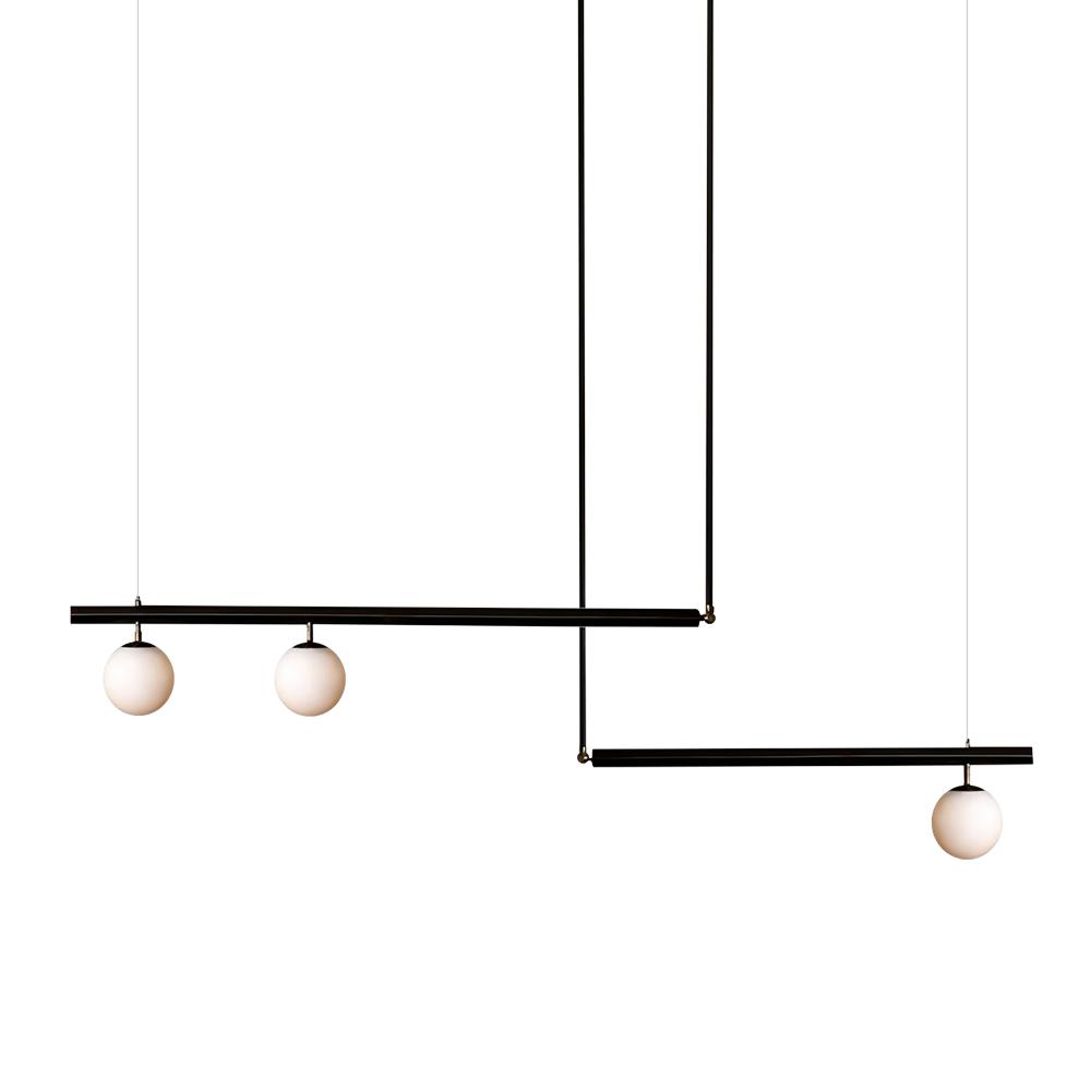 PendantLightia-Modern Minimalist Glass Globe Linear Chandelier-Chandeliers-Black-
