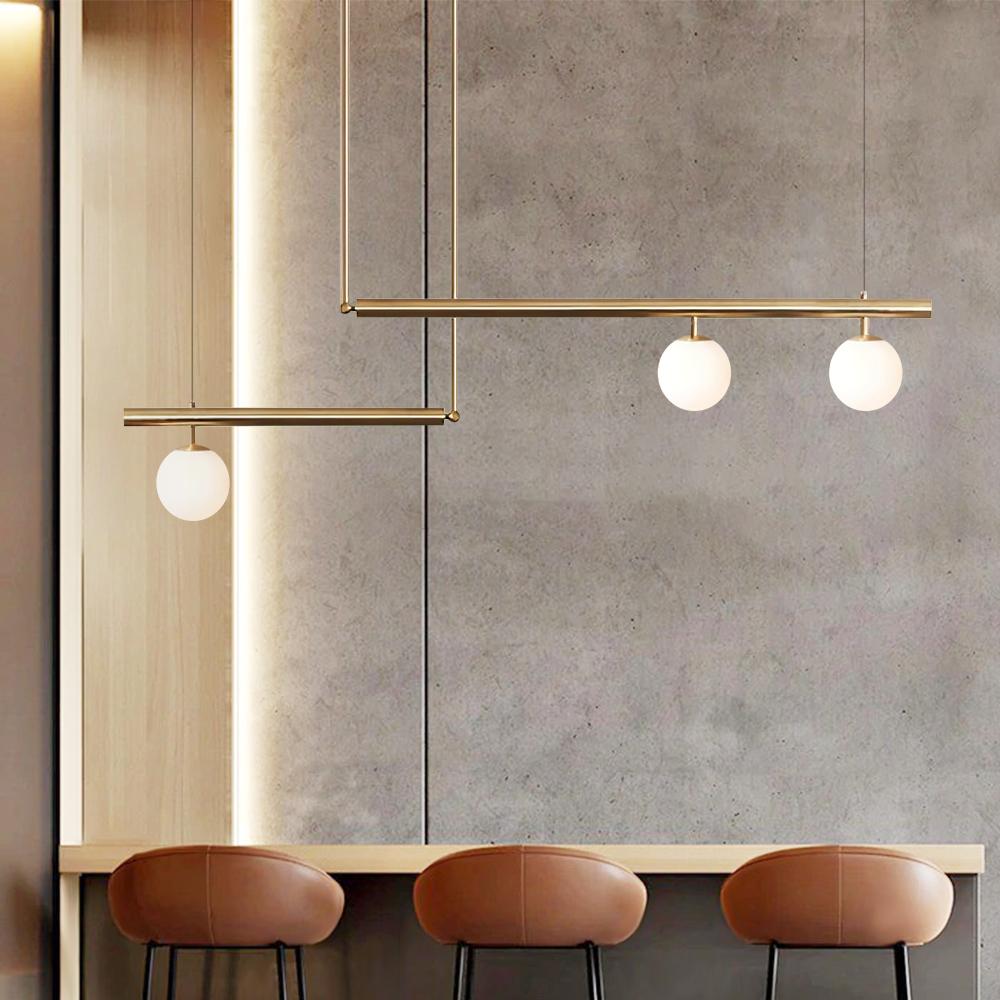 PendantLightia-Modern Minimalist Glass Globe Linear Chandelier-Chandeliers-Brass-