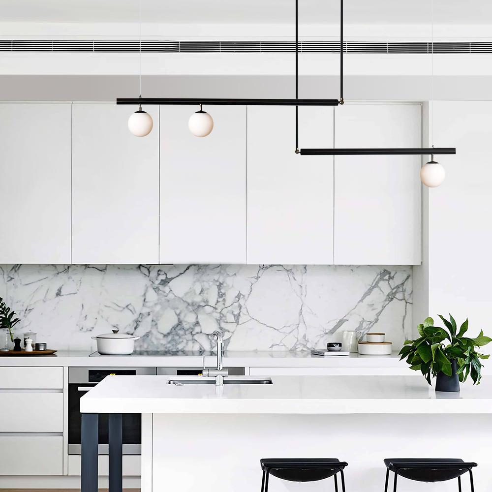 PendantLightia-Modern Minimalist Glass Globe Linear Chandelier-Chandeliers-Brass-