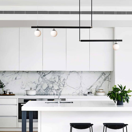 PendantLightia-Modern Minimalist Glass Globe Linear Chandelier-Chandeliers-Brass-
