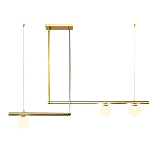 PendantLightia-Modern Minimalist Glass Globe Linear Chandelier-Chandeliers-Brass-