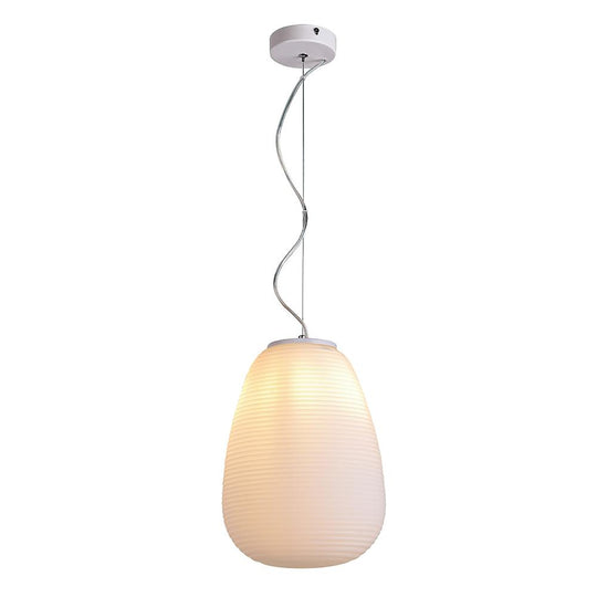 PendantLightia-Modern Ribbed Single White Pendant Light-Pendants-Medium-