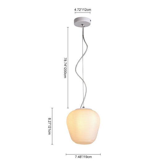 PendantLightia-Modern Ribbed Single White Pendant Light-Pendants-Small-
