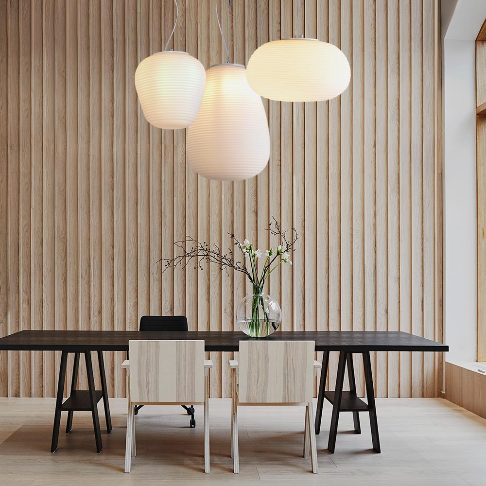 PendantLightia-Modern Ribbed Single White Pendant Light-Pendants-Small-