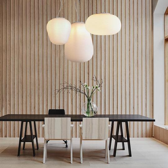 PendantLightia-Modern Ribbed Single White Pendant Light-Pendants-Small-