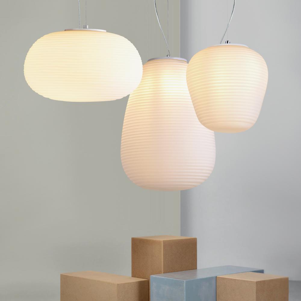 PendantLightia-Modern Ribbed Single White Pendant Light-Pendants-Small-