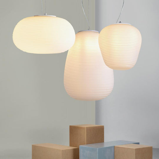 PendantLightia-Modern Ribbed Single White Pendant Light-Pendants-Small-